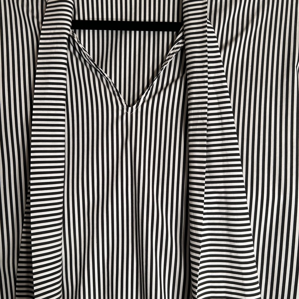 New York & Company Black and White Striped Blouse